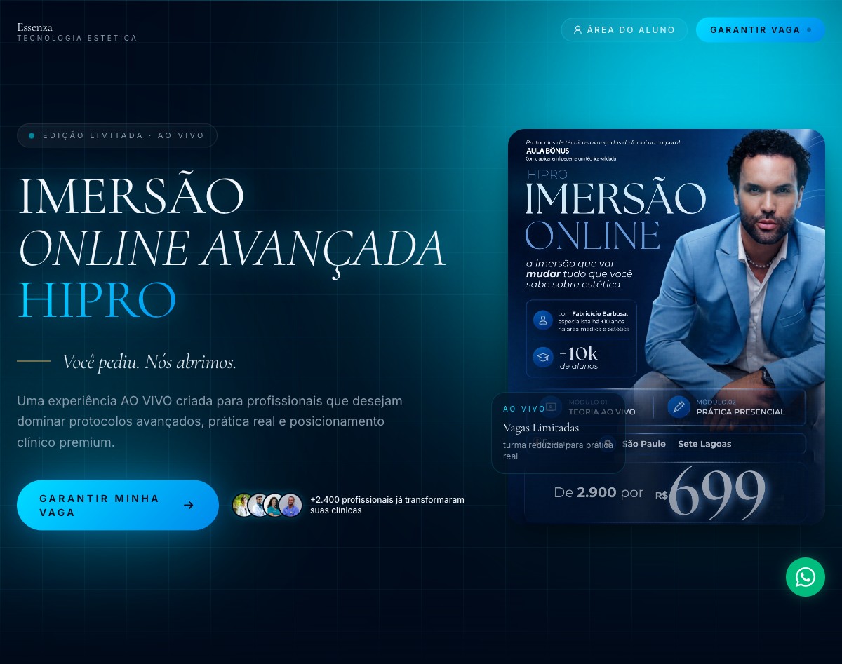 Interface de Essenza Curso — Imersão HiPro